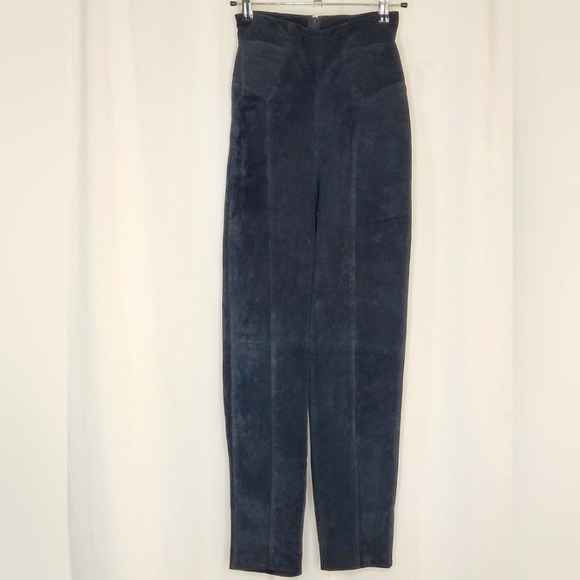 Michael Hoban North Beach Vintage Black Suede/Leather High Rise Pants - Size 1/2 - Picture 5 of 12